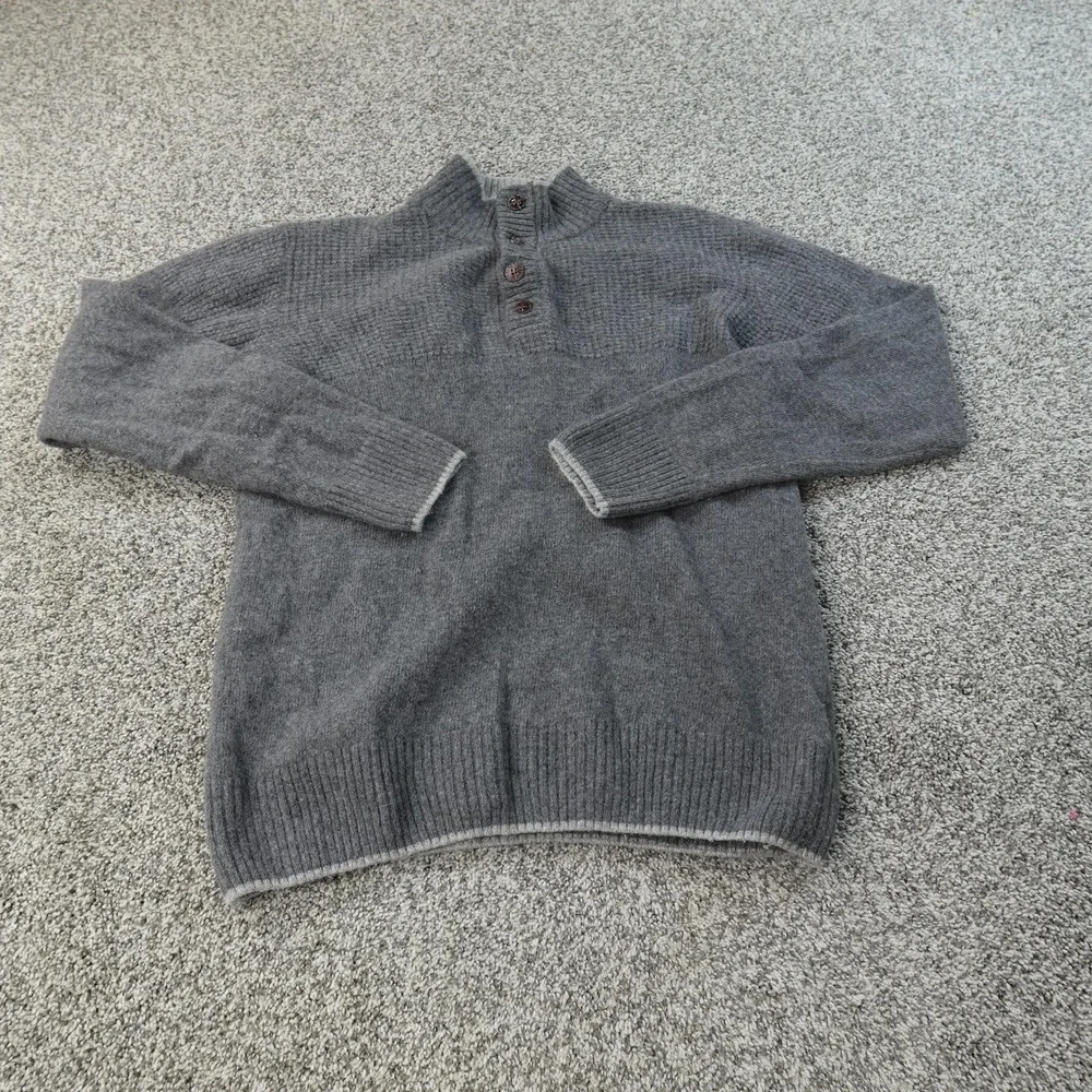 Daniele Blasi Sweater Mens L Gray Wool Henley Waffle Knit Thermal Pullover Italy